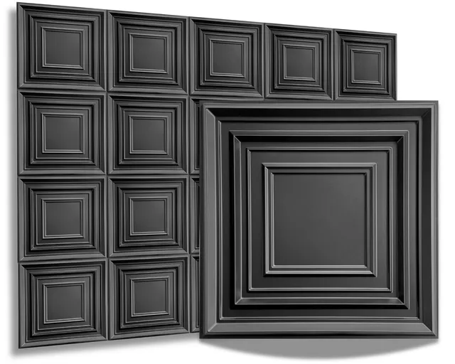 ikhemalarka-roma-nero-3d-wandpaneel-pvc-schwarz-50x50cm image 1