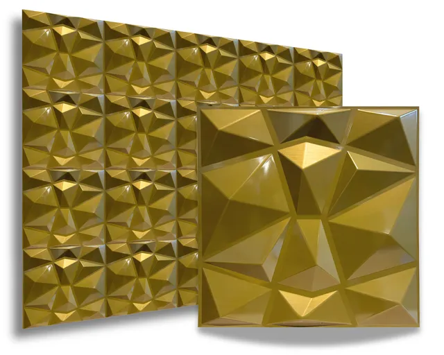 ikhemalarka-3d-moderne-optik-wandpaneel-diamond-pvc-gold-50x50cm image 1