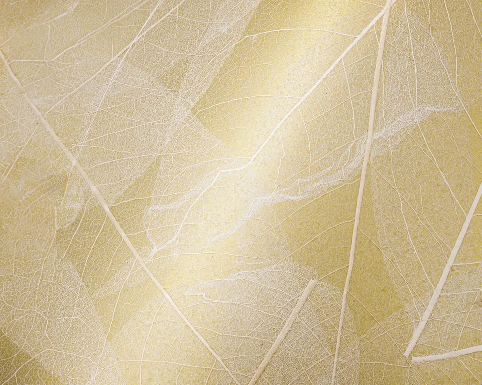 organoid-naturoberfl-chen-skelettbl-tter-gold-naturtapete-gold image 1
