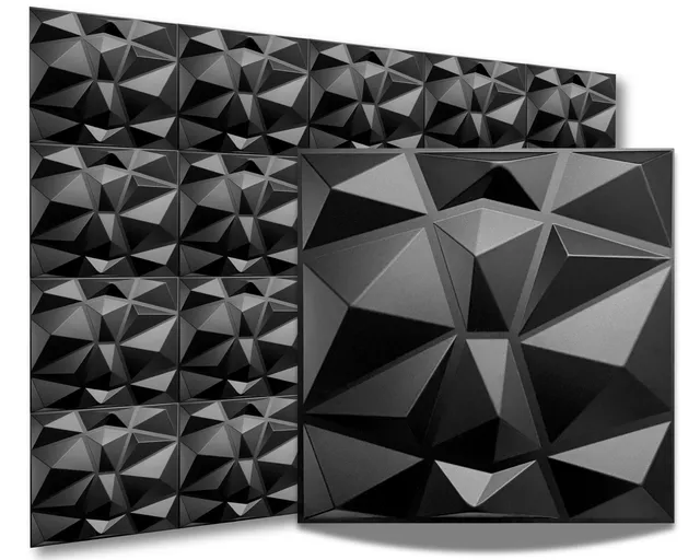 ikhemalarka-3d-pvc-diamond-black-wandpaneel-50x50-schwarz image 1