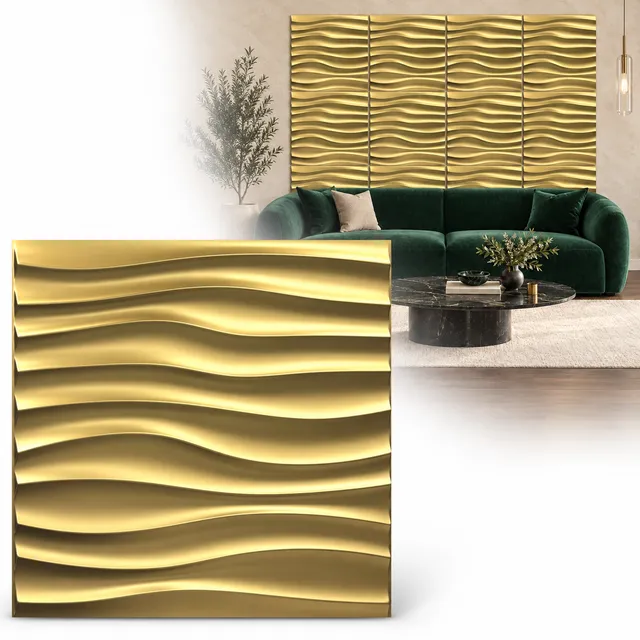 ikhemalarka-3d-paneele-wave-champagne-gold-50x50-cm-pvc image 1